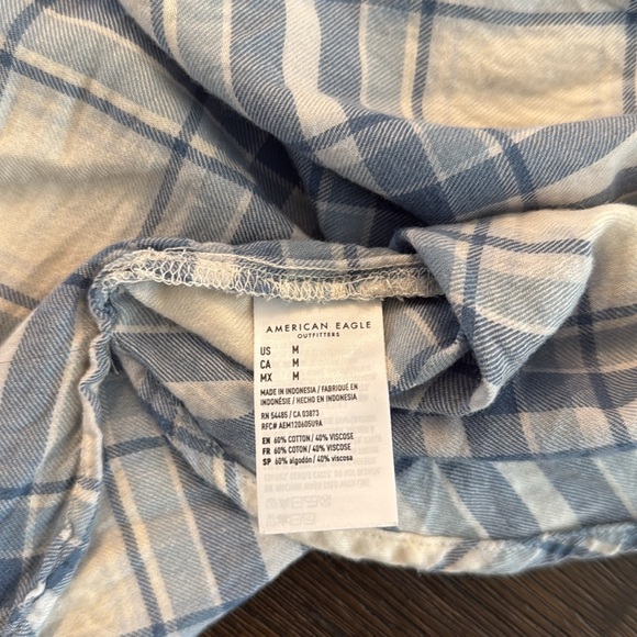 American Eagle Outfitters Seriously Lived In Blue Plaid Shirt Medium - Picture 7 of 11